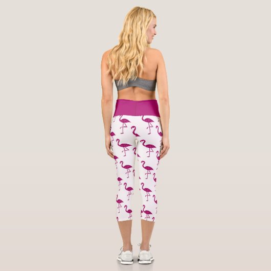 Funkelnd Flamingo Rosa Glitzer Glitzern Muster Capri Leggings (Rückseite)