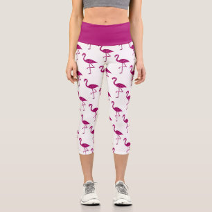 Funkelnd Flamingo Rosa Glitzer Glitzern Muster Capri Leggings
