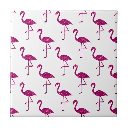 Funkelnd Flamingo Rosa Glitzer Glitzern Muster Fliese (Vorderseite)
