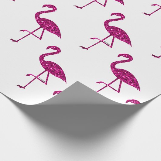 Funkelnd Flamingo Rosa Glitzer Glitzern Muster Geschenkpapier (Ecke)