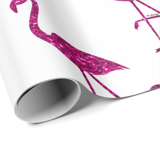 Funkelnd Flamingo Rosa Glitzer Glitzern Muster Geschenkpapier (Rolleneckpunkt)
