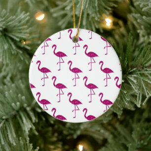 Funkelnd Flamingo Rosa Glitzer Glitzern Muster Keramik Ornament