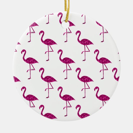 Funkelnd Flamingo Rosa Glitzer Glitzern Muster Keramik Ornament (Vorne)