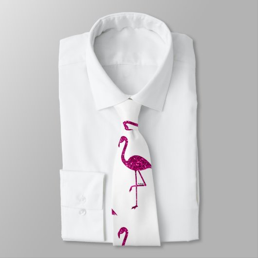 Funkelnd Flamingo Rosa Glitzer Glitzern Muster Krawatte (Gebunden)