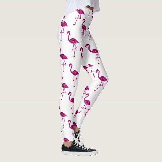 Funkelnd Flamingo Rosa Glitzer Glitzern Muster Leggings (Rechts)