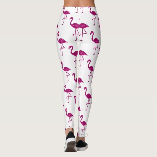 Funkelnd Flamingo Rosa Glitzer Glitzern Muster Leggings (Rückseite)