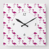 Funkelnd Flamingo Rosa Glitzer Glitzern Muster Quadratische Wanduhr (Vorderseite)