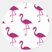 Funkelnd Flamingo Rosa Glitzer Glitzern Muster Runder Aufkleber (Vorderseite)