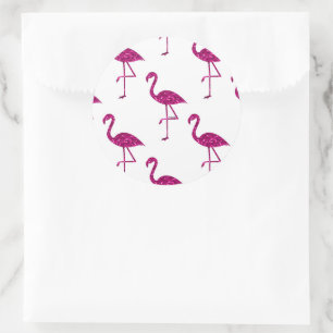 Funkelnd Flamingo Rosa Glitzer Glitzern Muster Runder Aufkleber