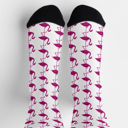 Funkelnd Flamingo Rosa Glitzer Glitzern Muster Socken (Oben)