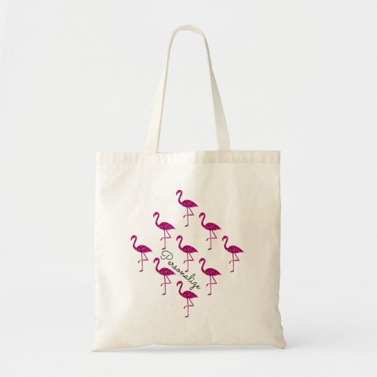 Funkelnd Flamingo Rosa Glitzer Glitzern Persönlich Tragetasche (Vorne)