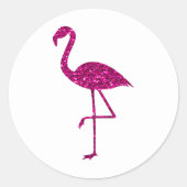 Funkelnd Flamingo Rosa Glitzer Imitate Glitzern Runder Aufkleber (Vorderseite)