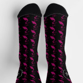Funkelnd Flamingo Rosa Glitzer Muster Monogram Socken (Oben)