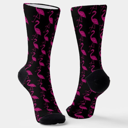 Funkelnd Flamingo Rosa Glitzer Muster Monogram Socken (Gewinkelt)