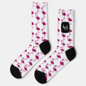 Funkelnd Flamingo Rosa Glitzer Muster Monogram Socken (Linkes Detail)