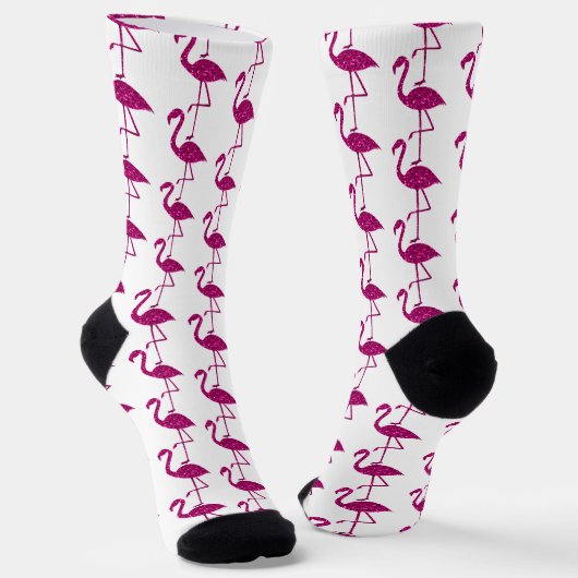 Funkelnd Flamingo Rosa Glitzer Muster Monogram Socken (Gewinkelt)
