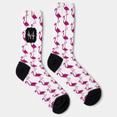 Funkelnd Flamingo Rosa Glitzer Muster Monogram Socken (Rechts)