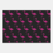 Funkelnd Flamingo Rosa Glitzer Muster Schwarz Geschenkpapier Set (Vorderseite 3)