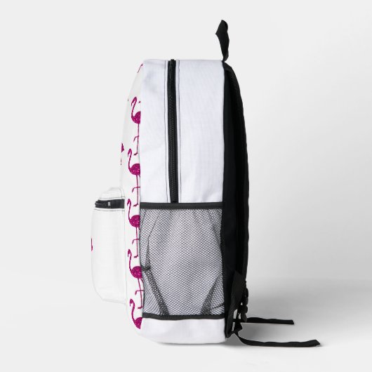 Funkelnd Flamingo Rosa Glitzer-Muster weiß Bedruckter Rucksack (Rechts)