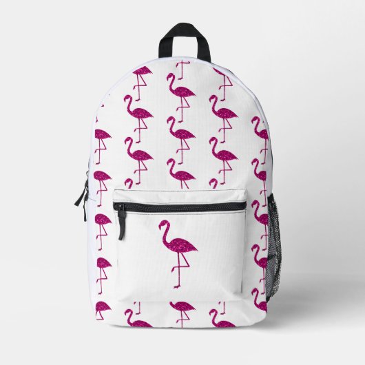 Funkelnd Flamingo Rosa Glitzer-Muster weiß Bedruckter Rucksack (Vorderseite)