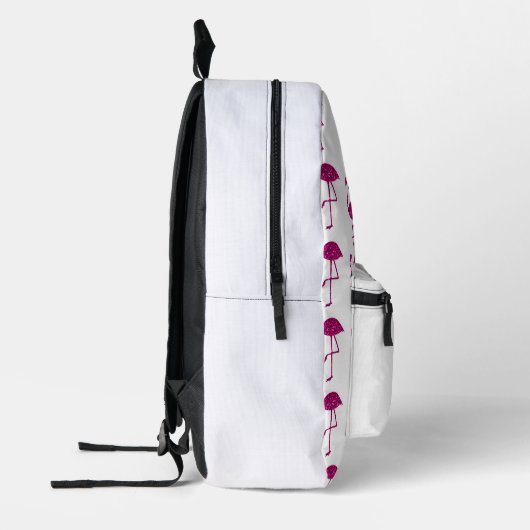 Funkelnd Flamingo Rosa Glitzer-Muster weiß Bedruckter Rucksack (Links)