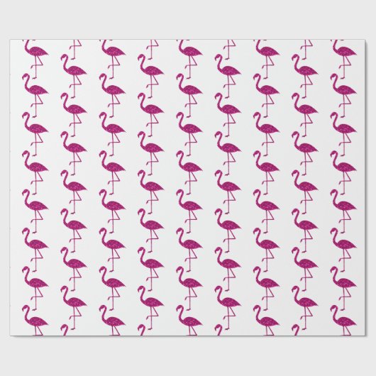 Funkelnd Flamingo Rosa Glitzer-Muster weiß Geschenkpapier (Flach)