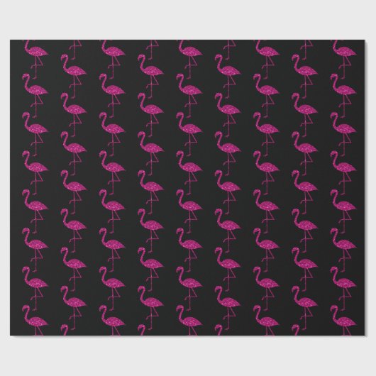 Funkelnd Flamingo Rosa Glitzer Schwarz Geschenkpapier (Flach)