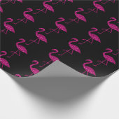 Funkelnd Flamingo Rosa Glitzer Schwarz Geschenkpapier (Ecke)
