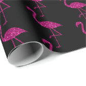 Funkelnd Flamingo Rosa Glitzer Schwarz Geschenkpapier (Rolleneckpunkt)
