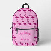 Funkelnd Flamingo Rosa Glitzern Individuelle Name Bedruckter Rucksack (Vorderseite)