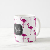 Funkelnd Flamingo Rosa Glitzern Monogramm Kaffeetasse (VorderseiteRechts)