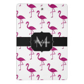 Funkelnd Flamingo Rosa Glitzern Monogramm Mini Klemmbrett (Rückseite)