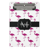 Funkelnd Flamingo Rosa Glitzern Monogramm Mini Klemmbrett (Vorderseite)