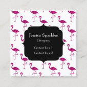 Funkelnd Flamingo Rosa Glitzern Monogramm Quadratische Visitenkarte (Vorderseite)