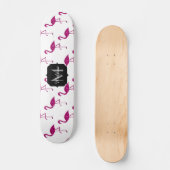 Funkelnd Flamingo Rosa Glitzern Monogramm Skateboard (Vorderseite)