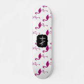 Funkelnd Flamingo Rosa Glitzern Monogramm Skateboard (Vorne)