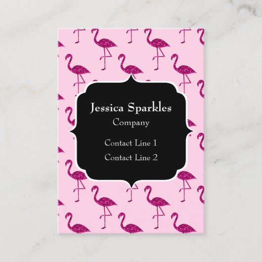 Funkelnd Flamingo Rosa Glitzern Monogramm Visitenkarte (Vorderseite)