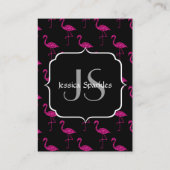 Funkelnd Flamingo Rosa Glitzern Monogramm Visitenkarte (Rückseite)