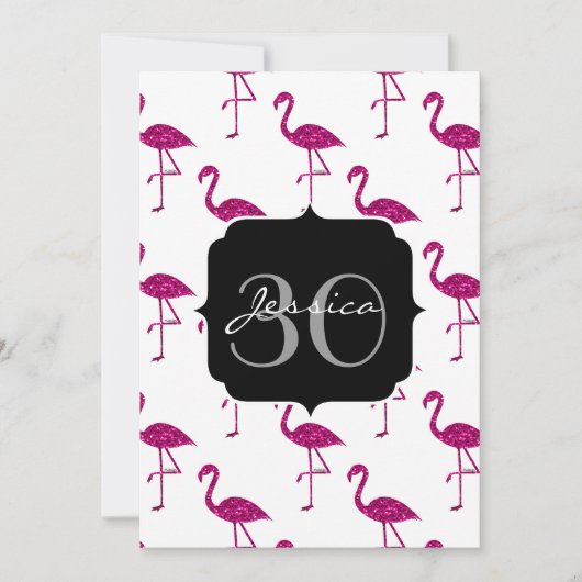 Funkelnd Flamingo-Rosa Muster Monogramm-Einladung Einladung (Vorderseite)