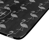 Funkelnd Flamingo Silver Glitzer Monogram Schneidebrett (Ecke)