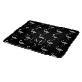 Funkelnd Flamingo Silver Glitzer Monogram Schneidebrett (Ecke)