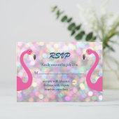 Funkelnd Flamingo Wedding RSVP Karte (Stehend Vorderseite)