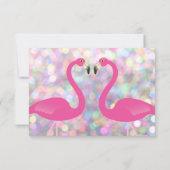 Funkelnd Flamingo Wedding RSVP Karte (Rückseite)
