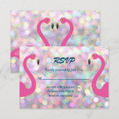 Funkelnd Flamingo Wedding RSVP Karte (Vorne/Hinten)