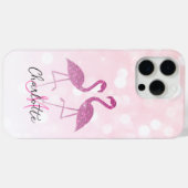 Funkelnd Flamingos Rosa Glitzer Glitzern Monogramm Case-Mate iPhone Hülle (Rückseite (Horizontal))