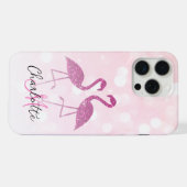 Funkelnd Flamingos Rosa Glitzer Glitzern Monogramm iPhone Hülle (Rückseite (Horizontal))