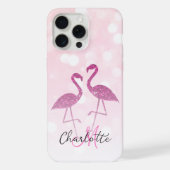 Funkelnd Flamingos Rosa Glitzer Glitzern Monogramm iPhone Hülle (Rückseite)