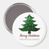 Funkelnd Frohe Weihnachtsbaumgrün Familienname Magnet (Vorderseite/Rückseite)