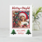 Funkelnd, fröhlicher Weihnachtsbaum Custom Foto Feiertagskarte (Stehend Vorderseite)