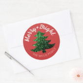 Funkelnd, fröhlicher Weihnachtsbaum Individuelle N Runder Aufkleber (Umschlag)